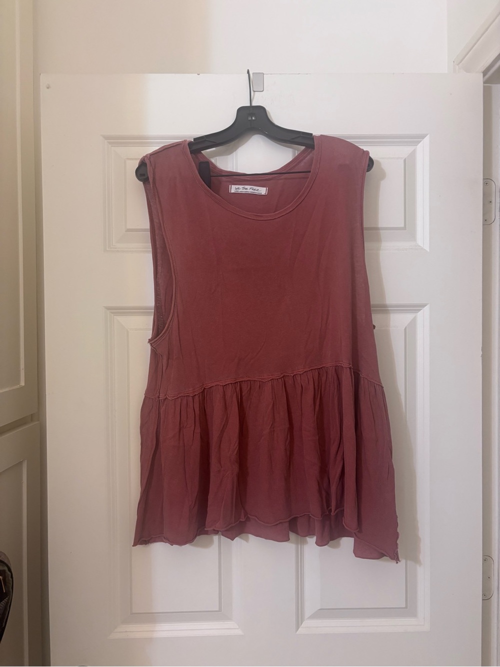 Sleeveless Ruffle-Hem Tank Top in burnt orange